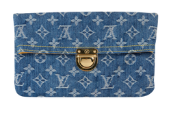 Louis Vuitton Pochette Plate, Denim, Blue, TH0067, DB, 2*